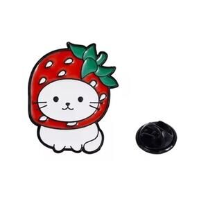 Strawberry Hoodie White Cats Enamel Pin 418-4